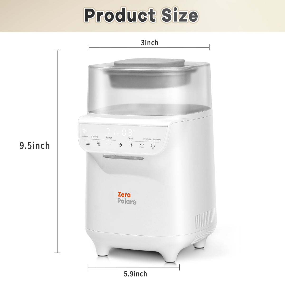 Baby Bottle Warmer, Zera Polars 6-in-1 Bottle Warmer for Breastmilk, Fast Baby Milk Warmer with Temperature Control, Refrigeration, Reserving and Timer, White