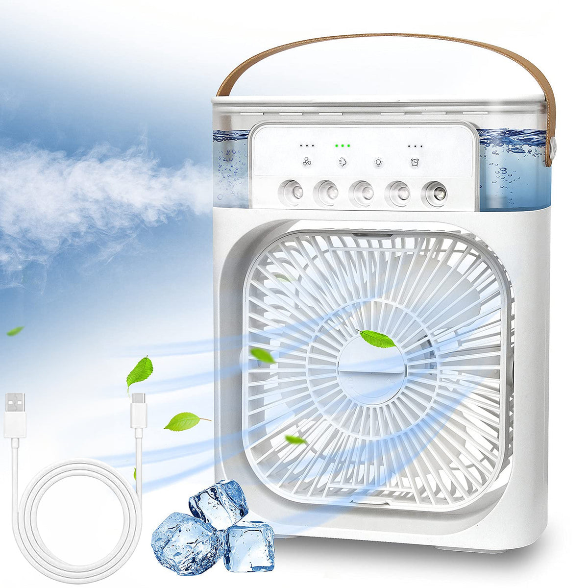 Portable Air Conditioners, Brochao Personal Air Cooler with Timer, 3 Speeds & 7 Colors Nightlight, USB Mini Cooler Fan for Bedroom, Office, Quiet, Black