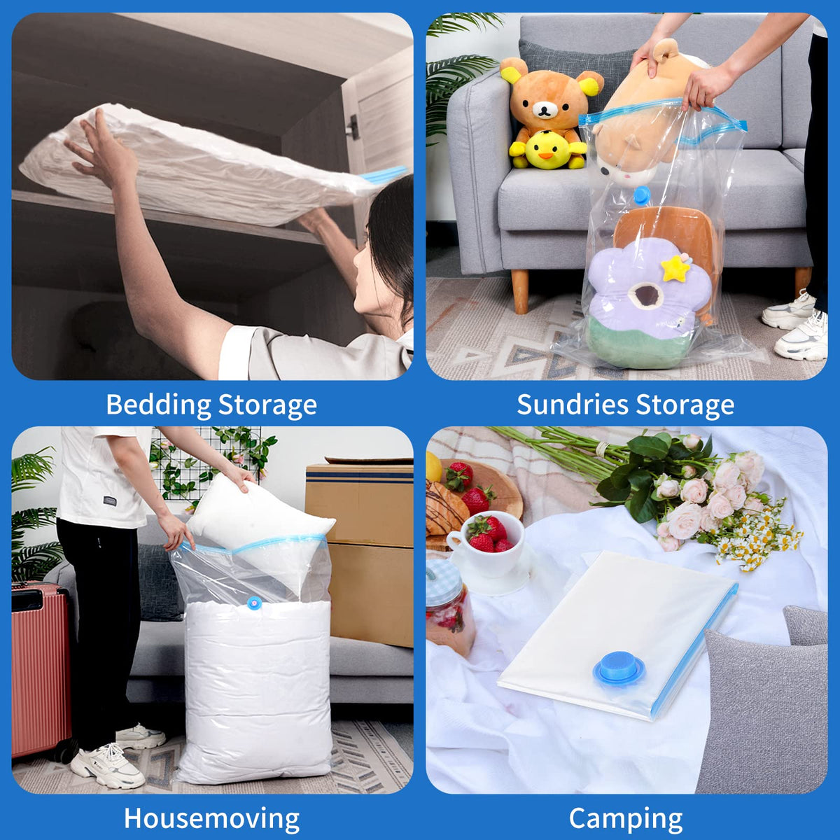 Vacuum Storage Bags with Pump, Space Saver Vacuum Seal Storage Bags  Sealer Bags for Clothes, Clothing, Bedding, Comforter, Blanket
