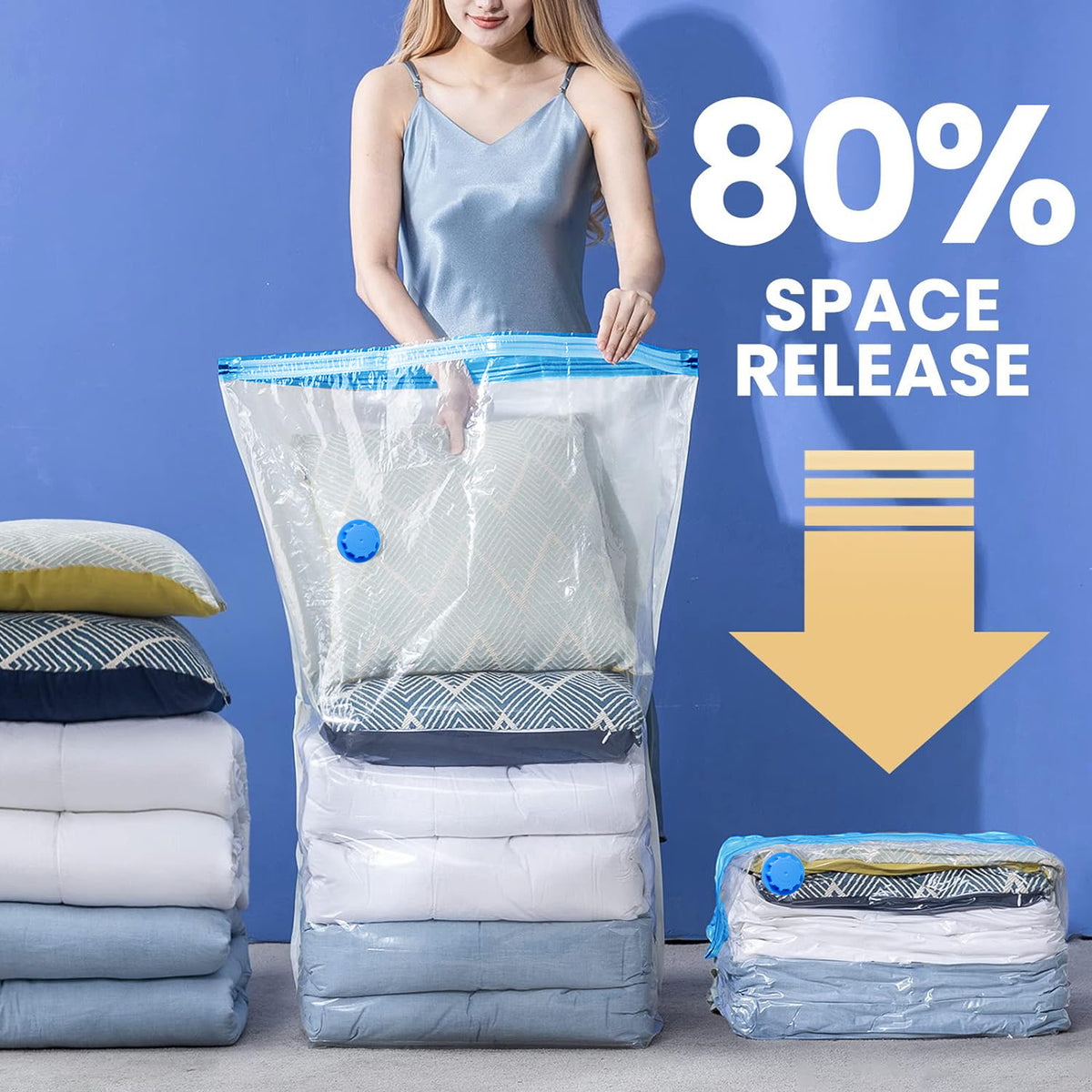 Vacuum Storage Bags with Pump, Space Saver Vacuum Seal Storage Bags  Sealer Bags for Clothes, Clothing, Bedding, Comforter, Blanket