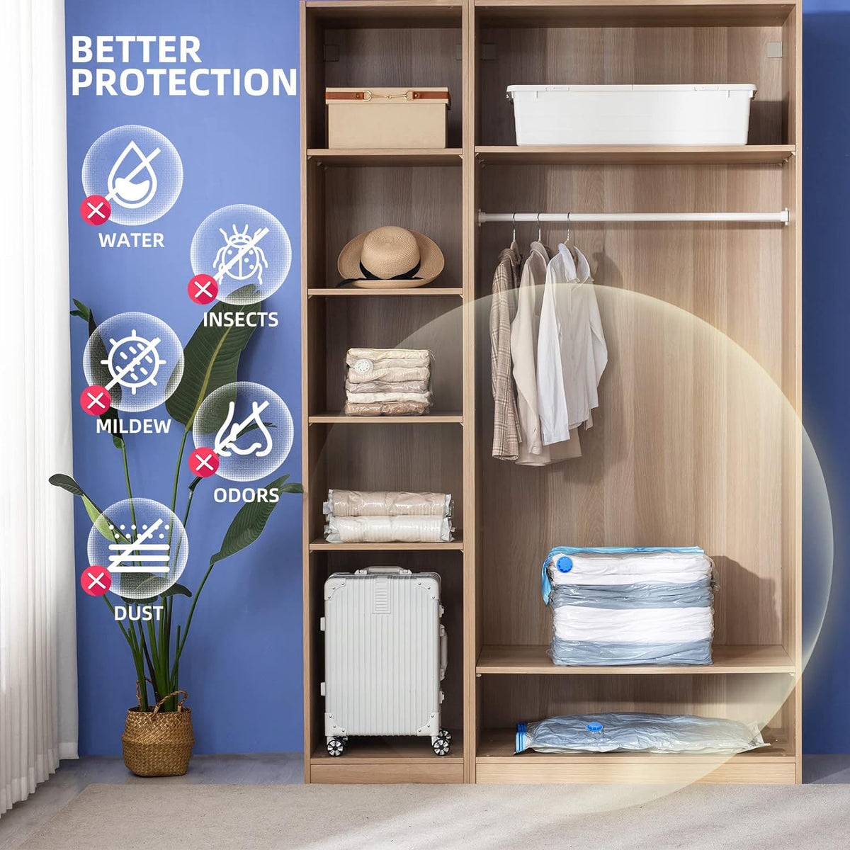 Vacuum Storage Bags with Pump, Space Saver Vacuum Seal Storage Bags  Sealer Bags for Clothes, Clothing, Bedding, Comforter, Blanket