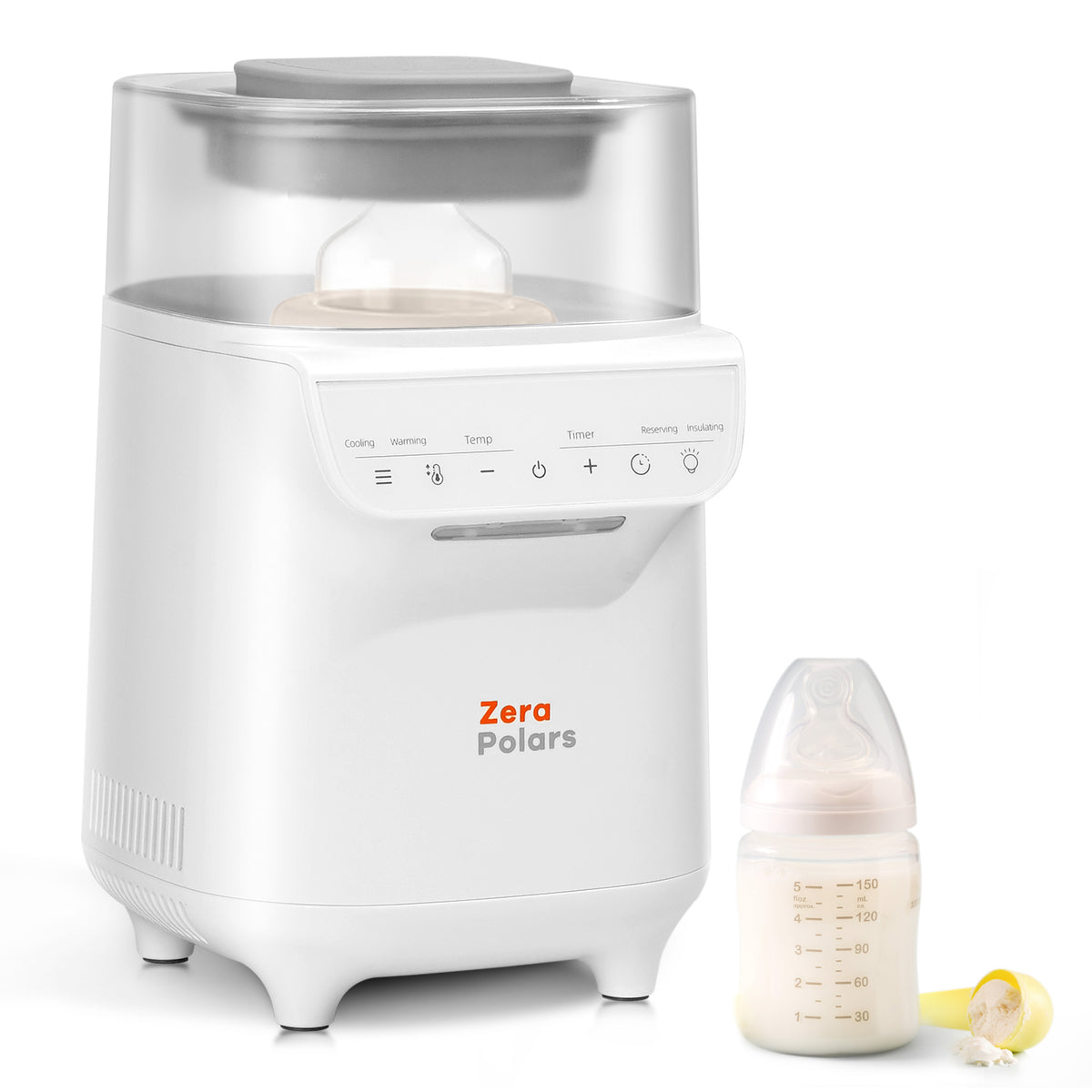 Baby Bottle Warmer, Zera Polars 6-in-1 Bottle Warmer for Breastmilk, Fast Baby Milk Warmer with Temperature Control, Refrigeration, Reserving and Timer, White