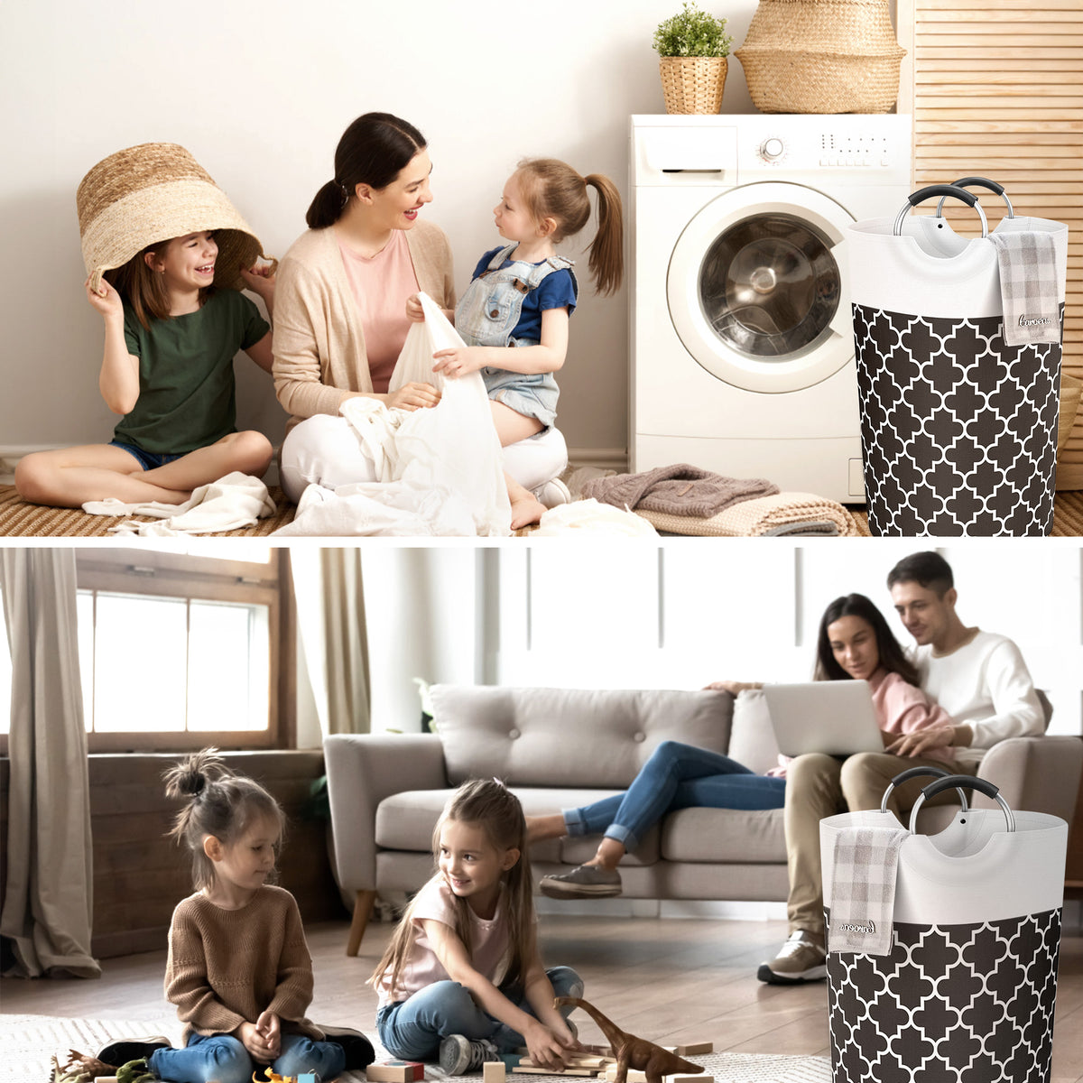 82L Collapsible Laundry Hamper,Oxford Fabric Waterproof Clothes Clover Storage Hamper