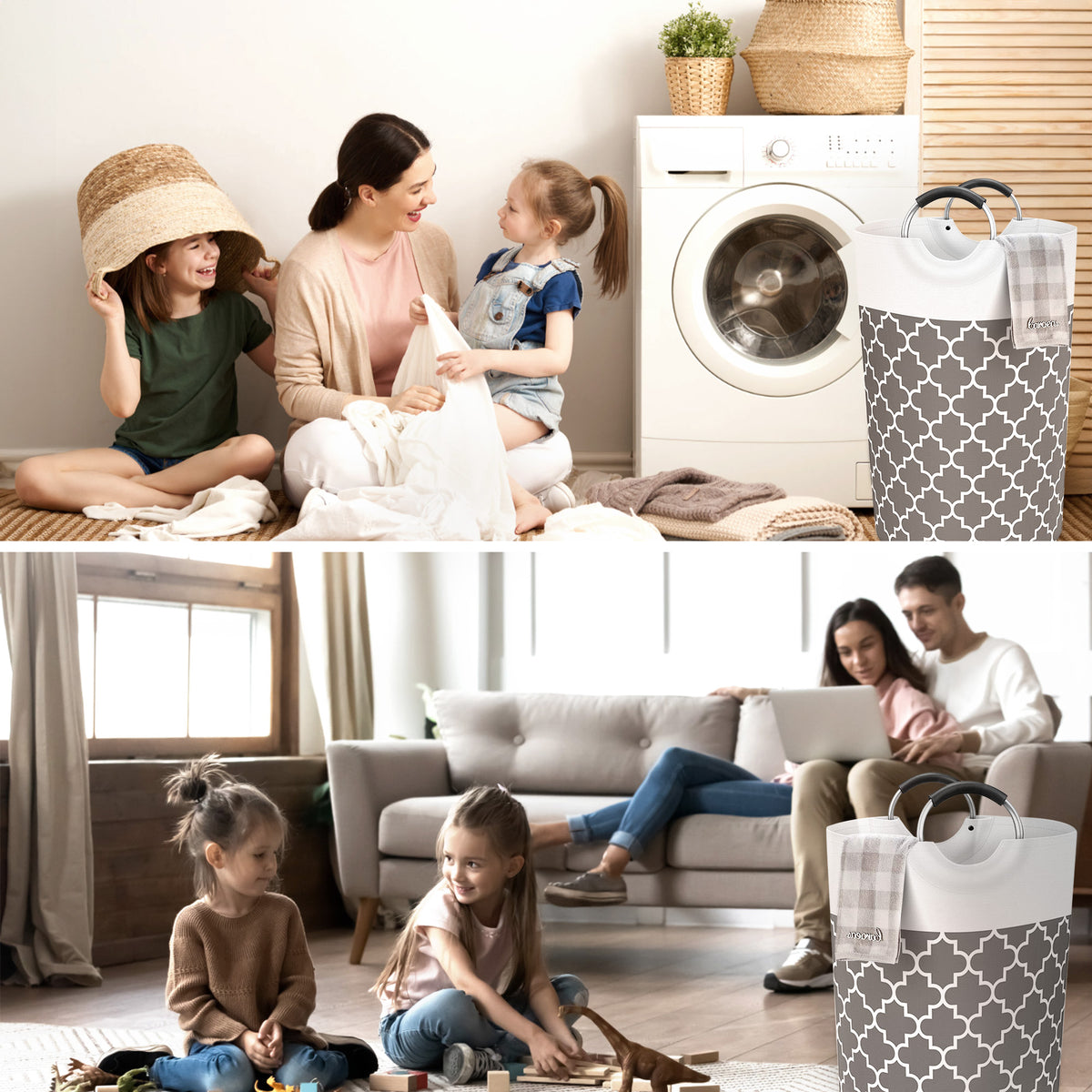 82L Collapsible Laundry Hamper,Oxford Fabric Waterproof Clothes Clover Storage Hamper