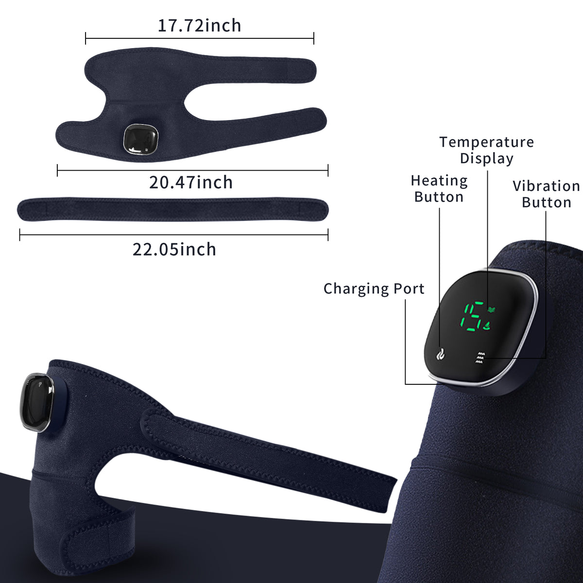 Heating Knee Massager, Brochao 3-in-1 Knee Shoulder Elbow Cordless Massager with Heat and Vibration