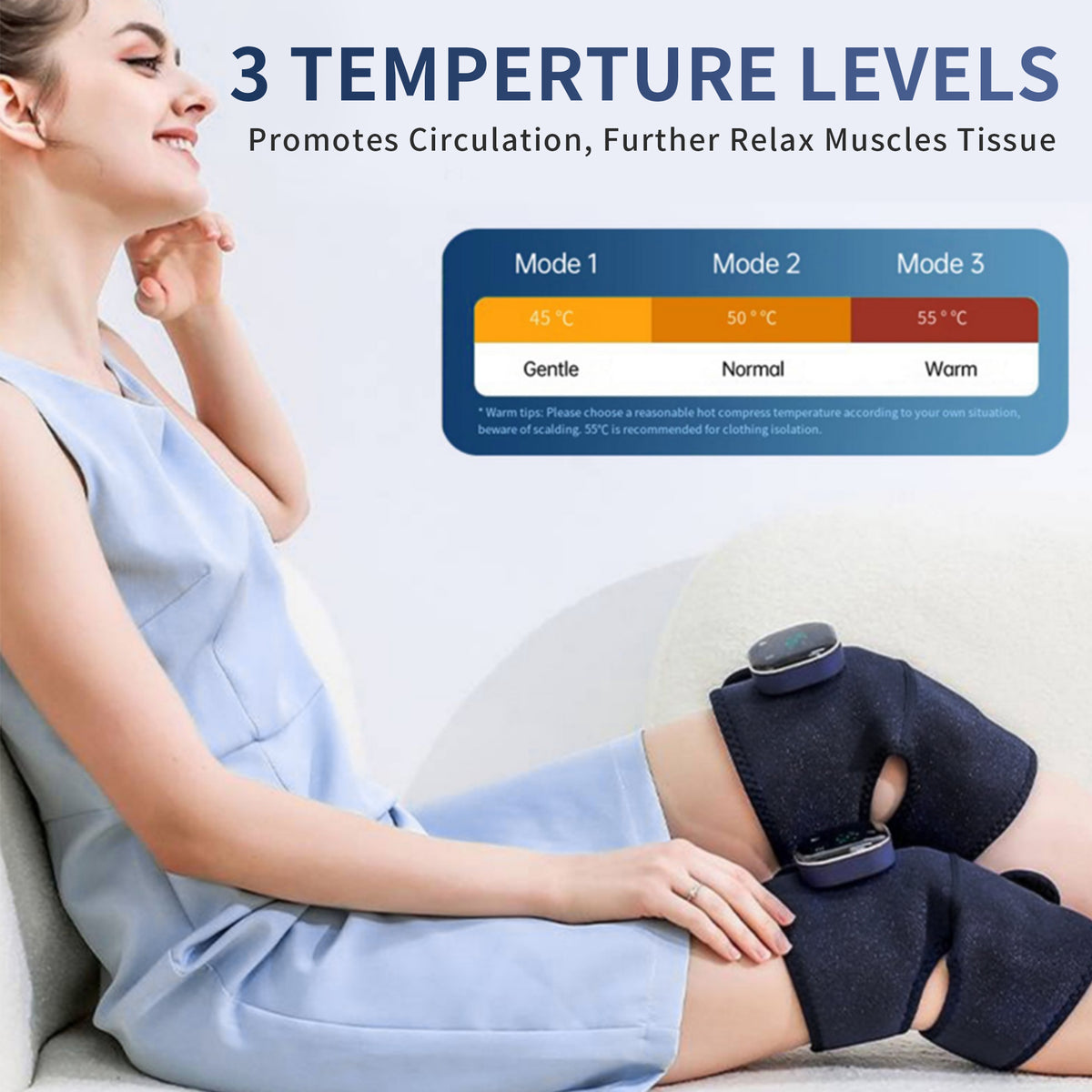 Heating Knee Massager, Brochao 3-in-1 Knee Shoulder Elbow Cordless Massager with Heat and Vibration