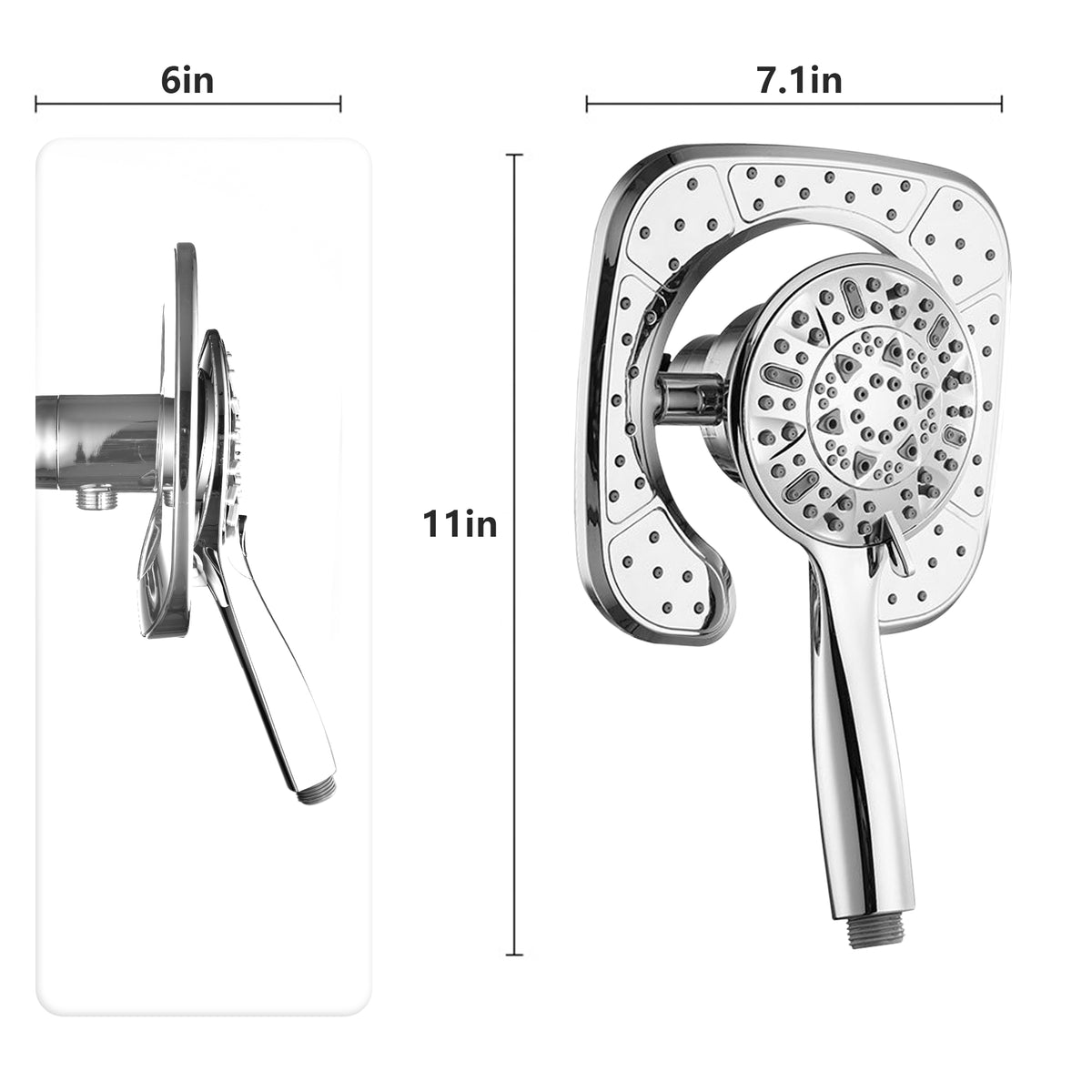High Pressure Shower Heads, Brochao 7.1Inch 2 in 1 Rainfall Shower head & Handheld Showers with Magnetic Docking System, 6 Function Handheld Shower Head