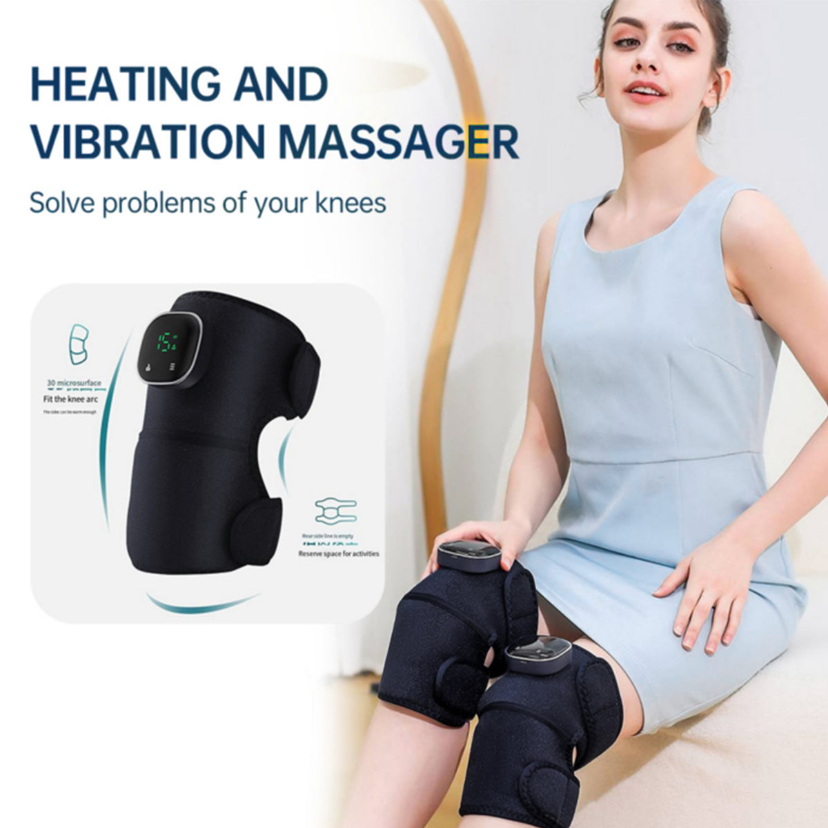 Heating Knee Massager, Brochao 3-in-1 Knee Shoulder Elbow Cordless Massager with Heat and Vibration