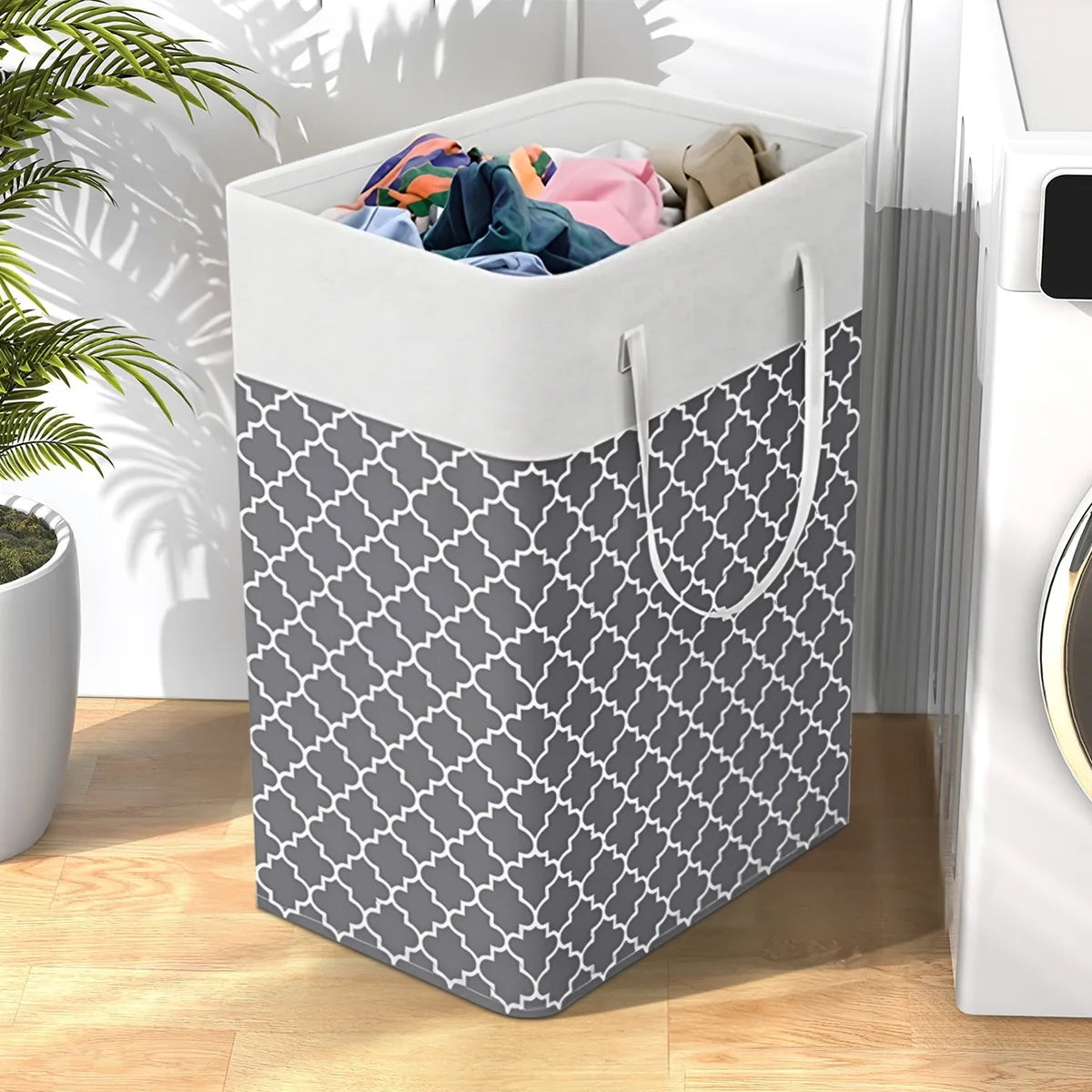 Collapsible Laundry Hamper 75 L, Waterproof Clothes Storage Hampers Oxford Cloth with Handles ,Clover