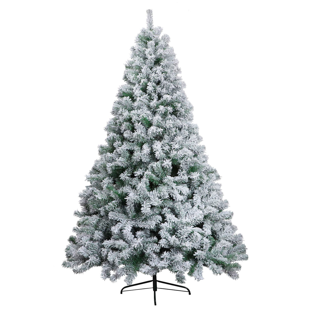 Brochao 7.9ft Snow Flocked Christmas Tree, Artificial PVC Xmas Pine Tree with 1100 Branch Tips, Outdoor Indoor Unlit Holiday Decor