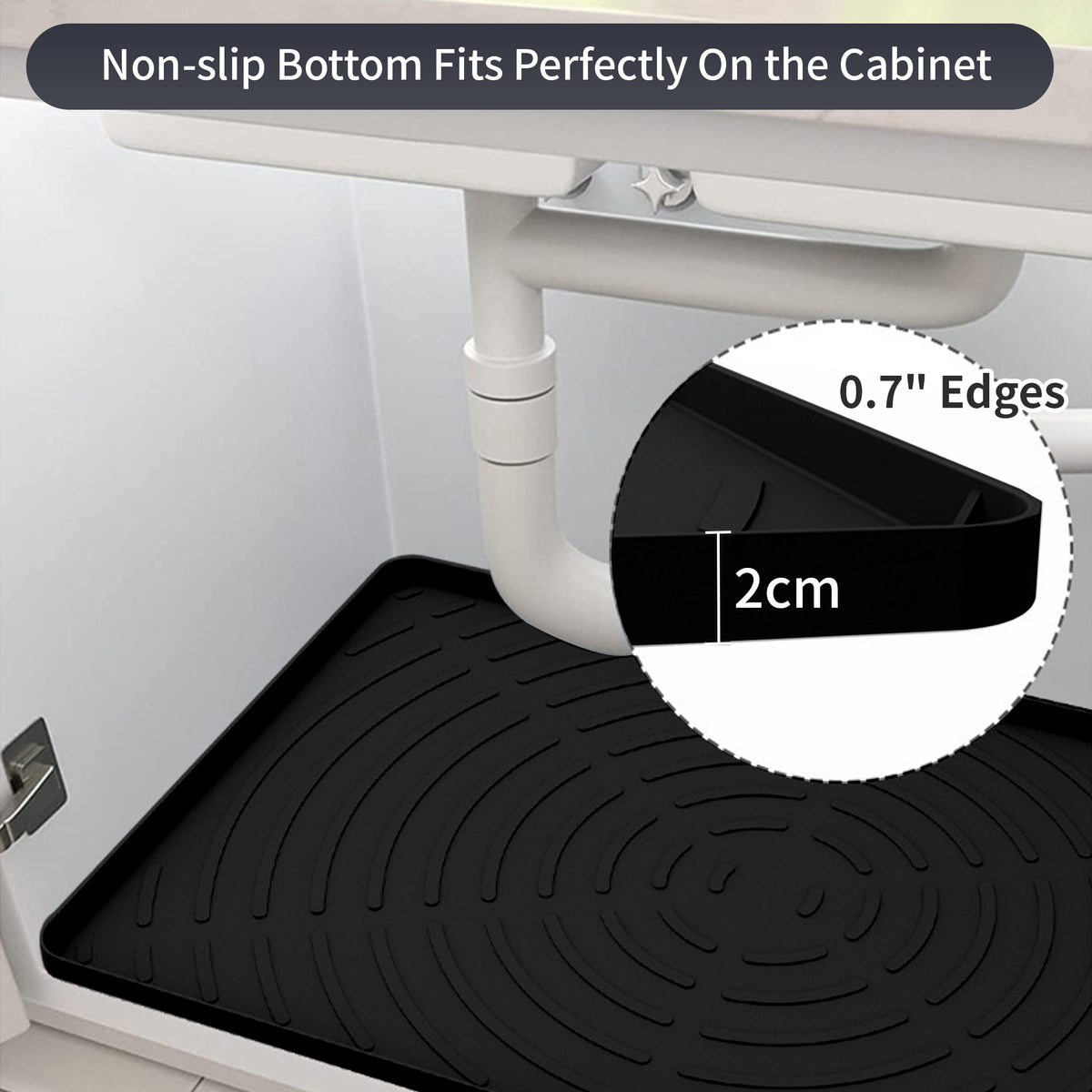 Under Sink Mat for Kitchen Waterproof, 34" x 22" Oil Resistant & Easy to Clean, Gray