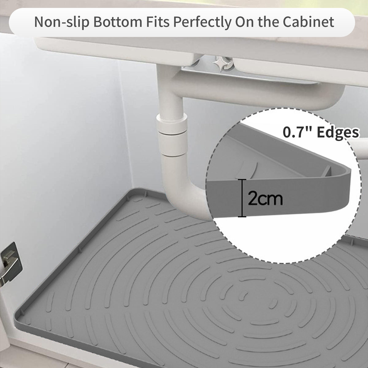 Under Sink Mat for Kitchen Waterproof, 34" x 22" Oil Resistant & Easy to Clean, Gray