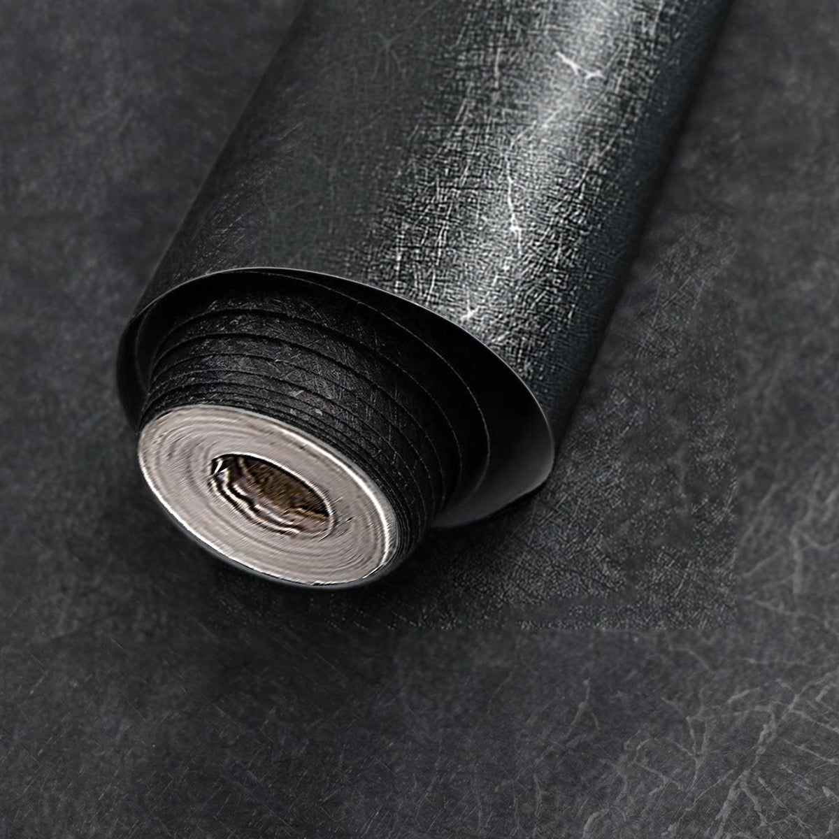 Brochao 17.7x118"Black Silk Peel and Stick Wallpaper Waterproof Embossed Self Adhesive Contact Paper Removable Cabinet Furniture Textured Wall Paper