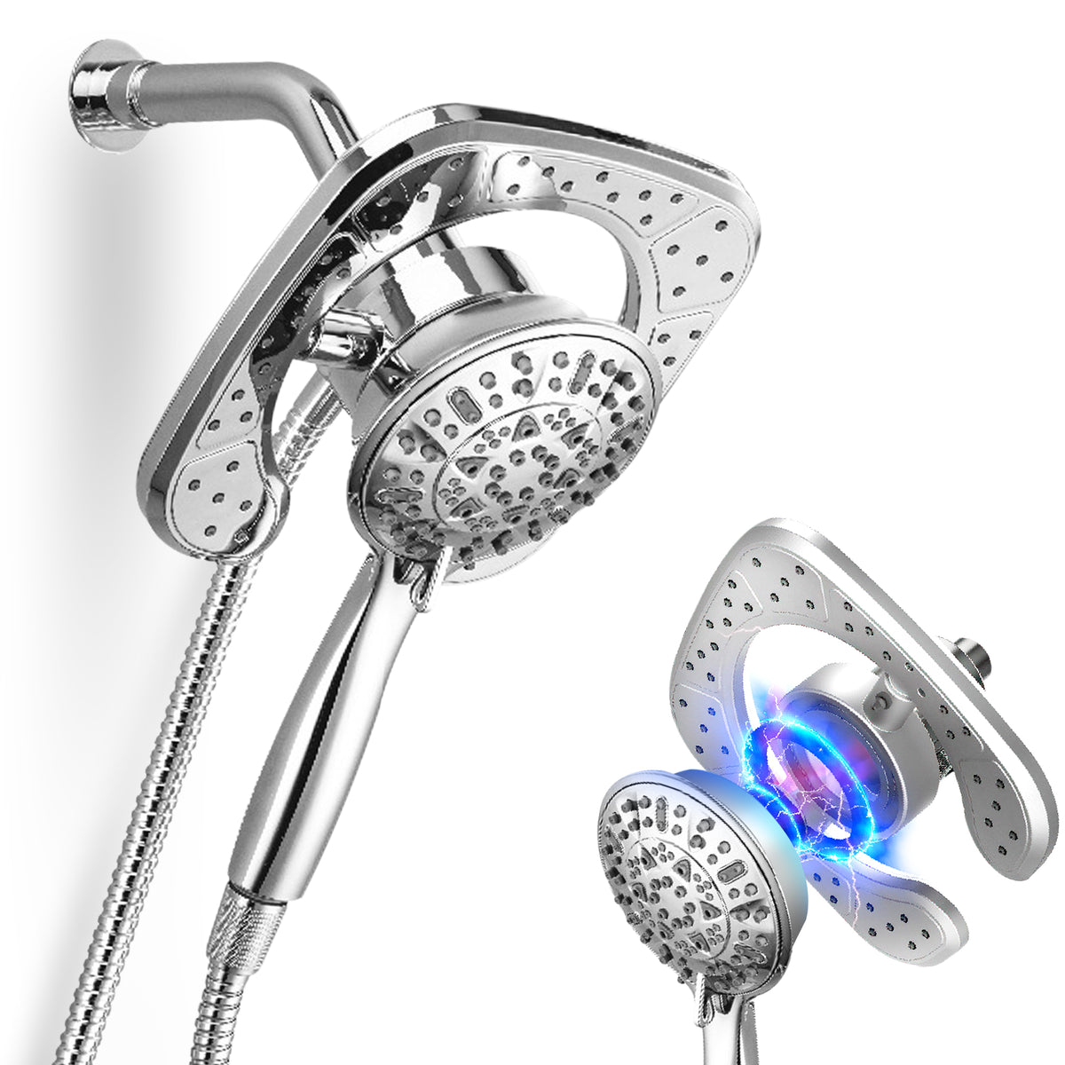 High Pressure Shower Heads, Brochao 7.1Inch 2 in 1 Rainfall Shower head & Handheld Showers with Magnetic Docking System, 6 Function Handheld Shower Head