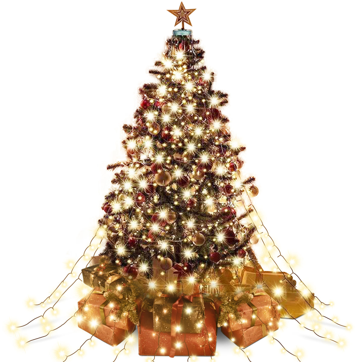 Christmas Tree, Brochao 7.9ft Pre-Lit Artificial Christmas Tree with 480 LED Lights 8 Modes and 1450 Branch Tips for Home Party Holiday Decoration