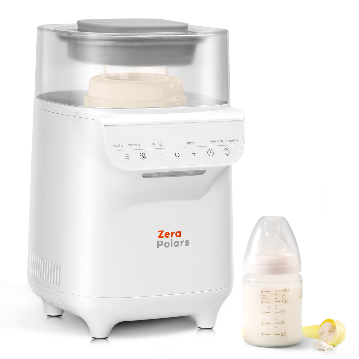 Baby Bottle Warmer, Zera Polars 6-in-1 Bottle Warmer for Breastmilk, Fast Baby Milk Warmer with Temperature Control, Refrigeration, Reserving and Timer, White
