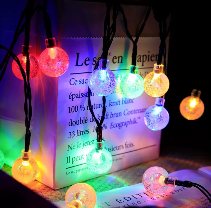 Brochao Solar String Lights Outdoor Waterproof Solar Power LED Patio Lights for Porch Garden Market Bistro