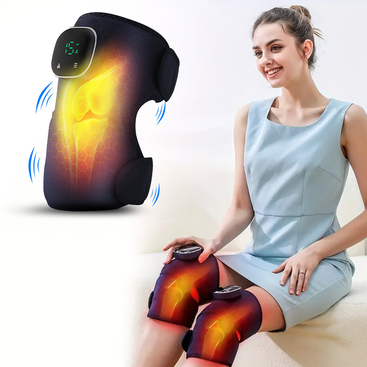 Heating Knee Massager, Brochao 3-in-1 Knee Shoulder Elbow Cordless Massager with Heat and Vibration
