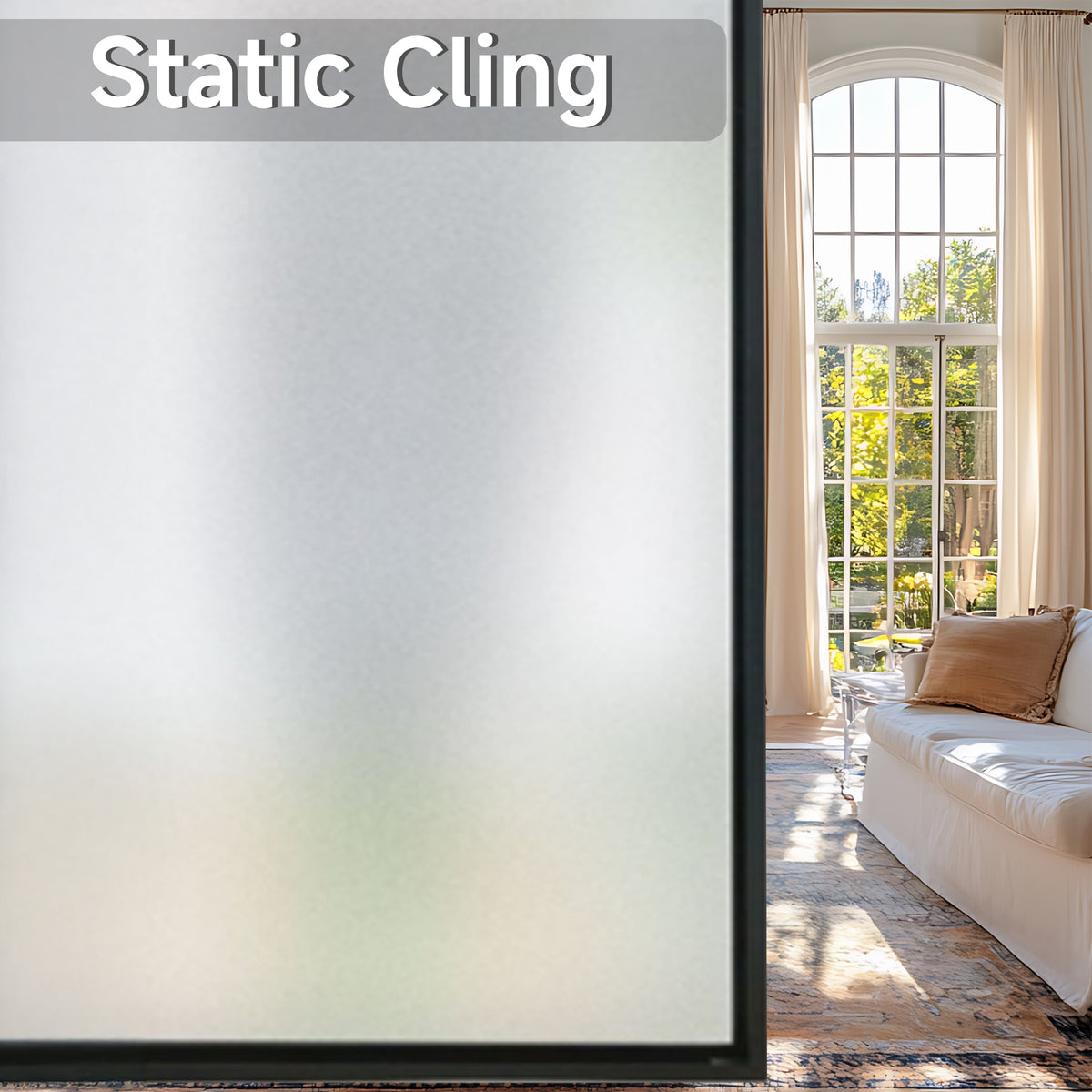Brochao 17.7"x 78.7" Window Privacy Film, Frosted Glass Window Film, Static Cling Window Sticker, Non-Adhesive Window Clings for Home, Bathroom, Office