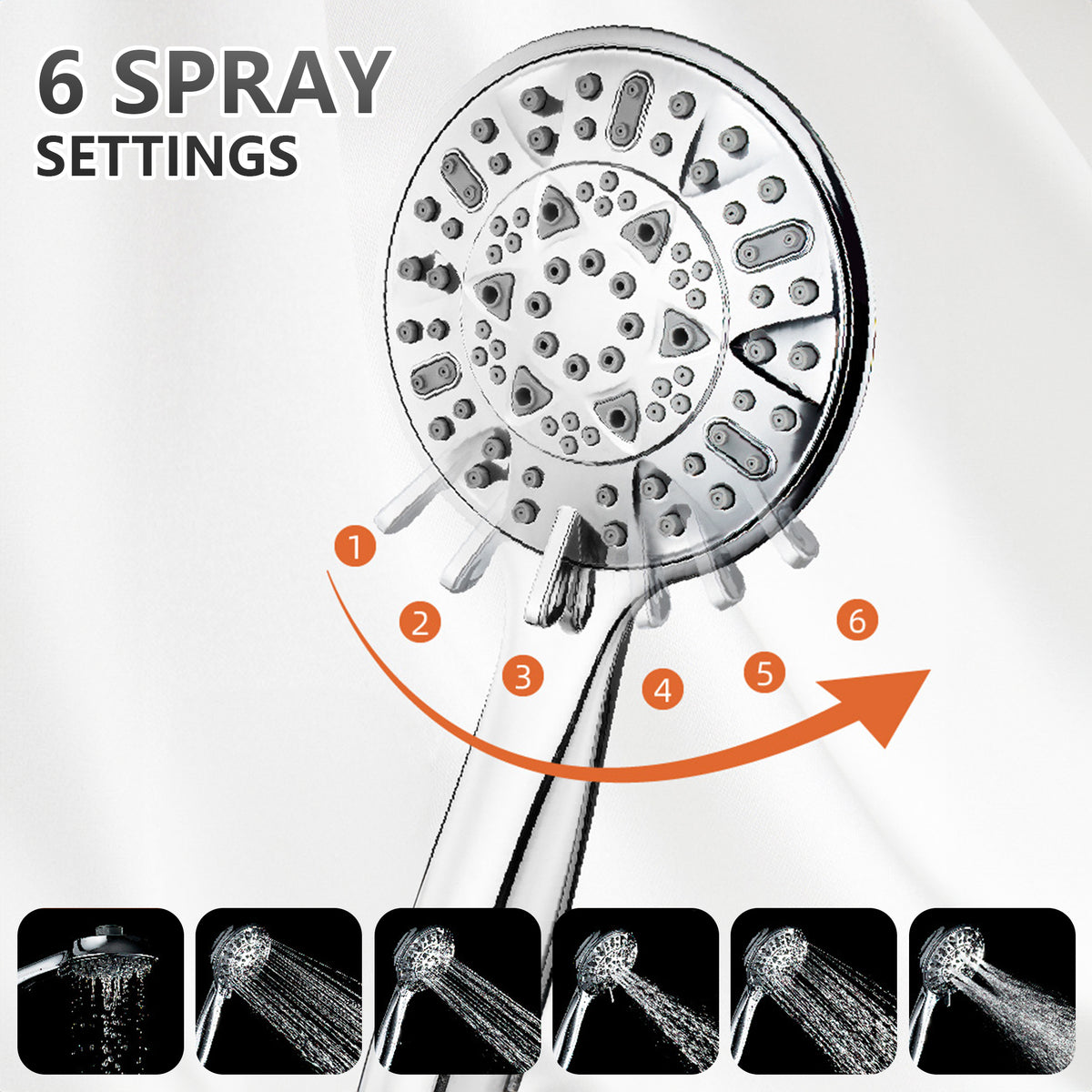 High Pressure Shower Heads, Brochao 7.1Inch 2 in 1 Rainfall Shower head & Handheld Showers with Magnetic Docking System, 6 Function Handheld Shower Head