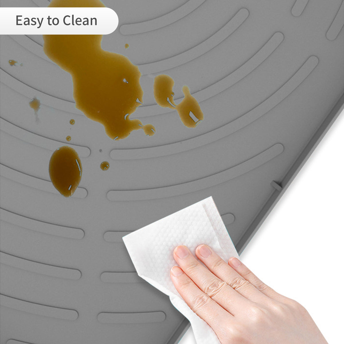 Under Sink Mat for Kitchen Waterproof, 34" x 22" Oil Resistant & Easy to Clean, Gray