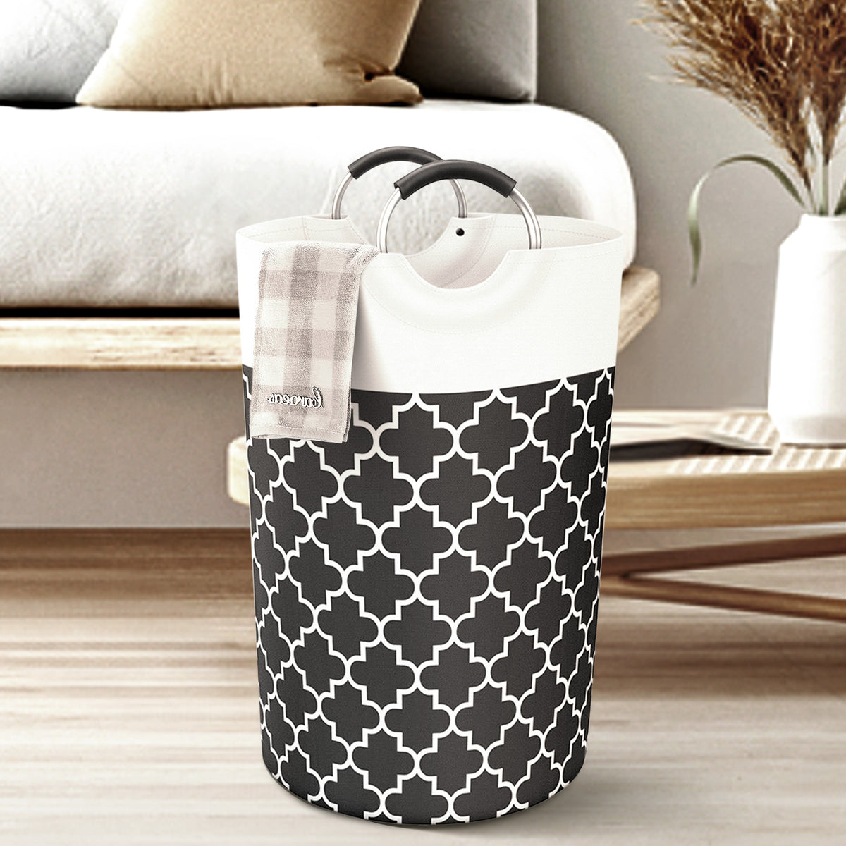 82L Collapsible Laundry Hamper,Oxford Fabric Waterproof Clothes Clover Storage Hamper