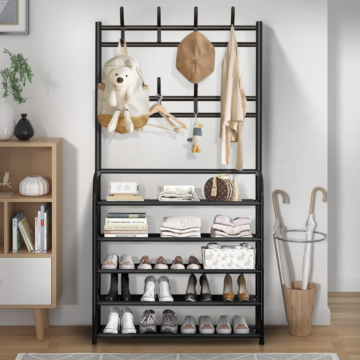 Brochao 5-Tier Dust-Proof Freestanding Shoe Rack, Black