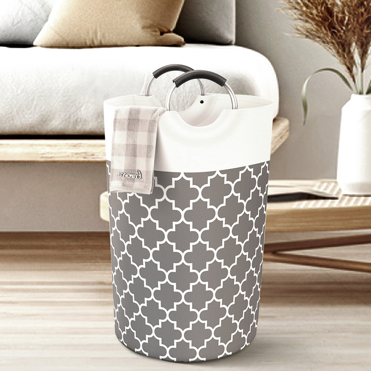 82L Collapsible Laundry Hamper,Oxford Fabric Waterproof Clothes Clover Storage Hamper