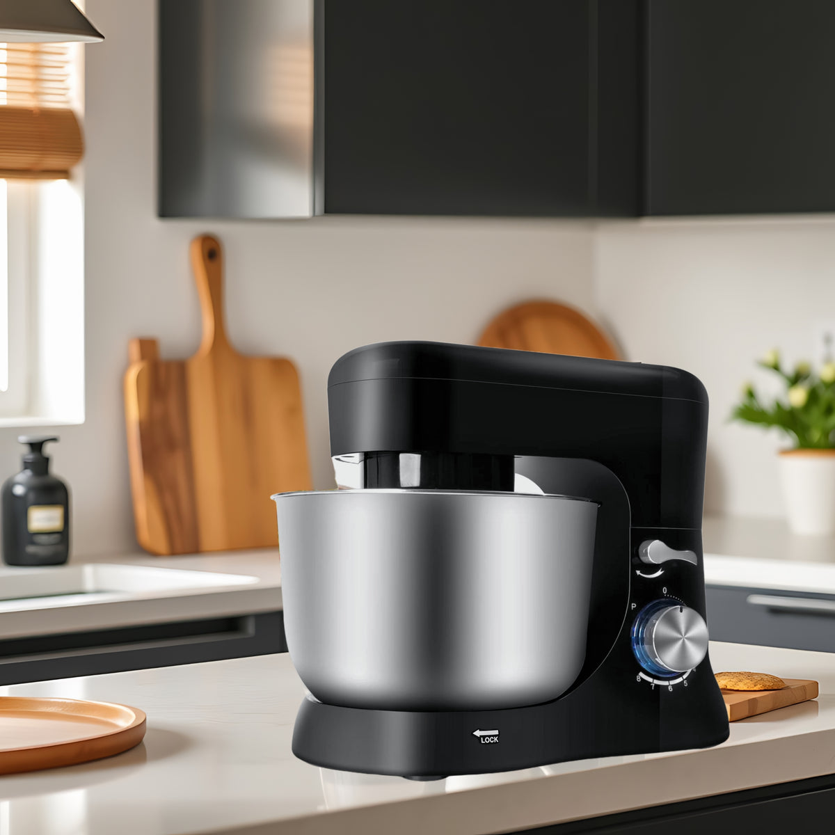 Brochao Stand Mixer, 5Qt 7-Speed with Dough Hook, Wire Whisk and Egg White Separator, Black