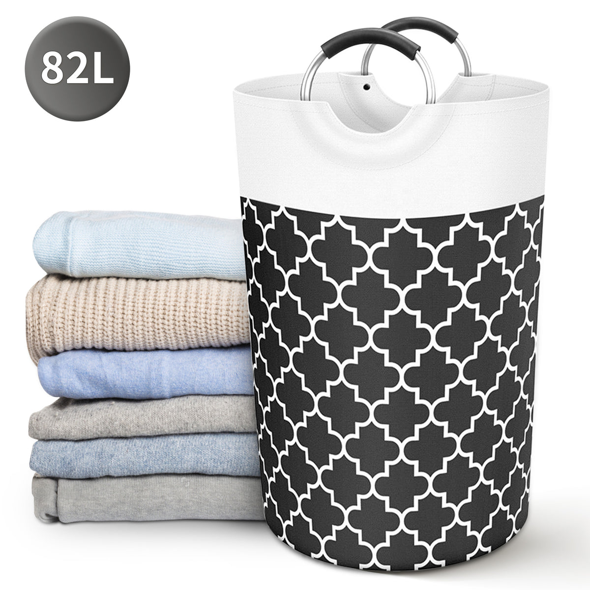 82L Collapsible Laundry Hamper,Oxford Fabric Waterproof Clothes Clover Storage Hamper