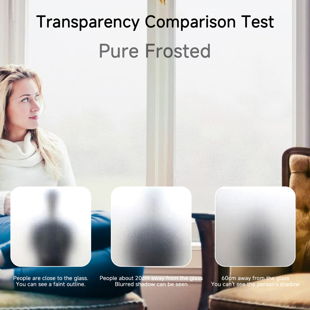 Brochao 17.7"x 78.7" Window Privacy Film, Frosted Glass Window Film, Static Cling Window Sticker, Non-Adhesive Window Clings for Home, Bathroom, Office