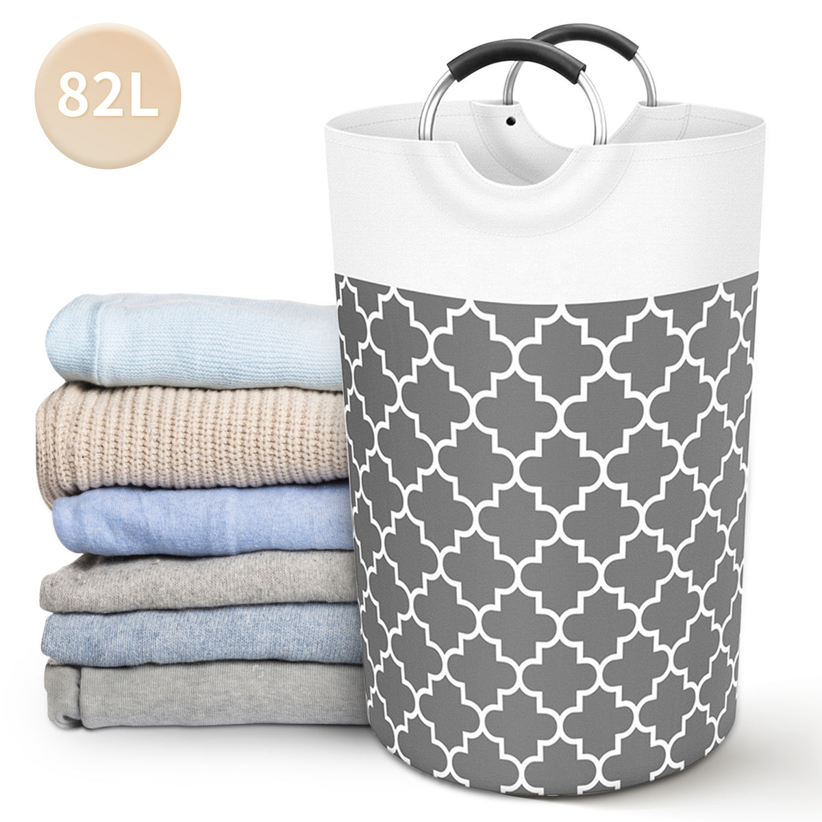 82L Collapsible Laundry Hamper,Oxford Fabric Waterproof Clothes Clover Storage Hamper