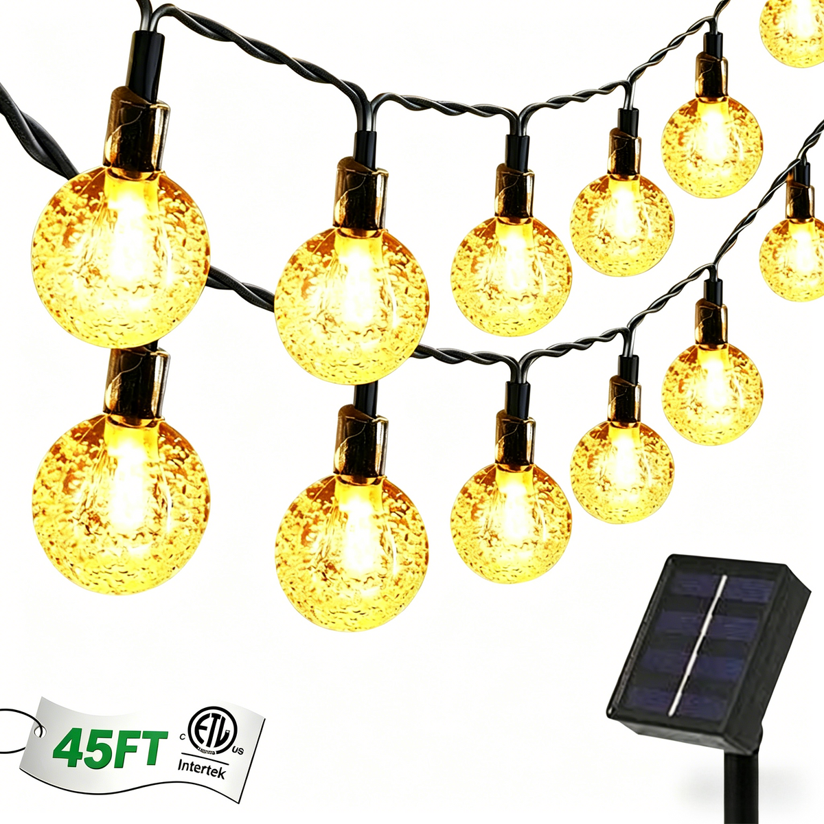 Brochao Solar String Lights Outdoor Waterproof Solar Power LED Patio Lights for Porch Garden Market Bistro