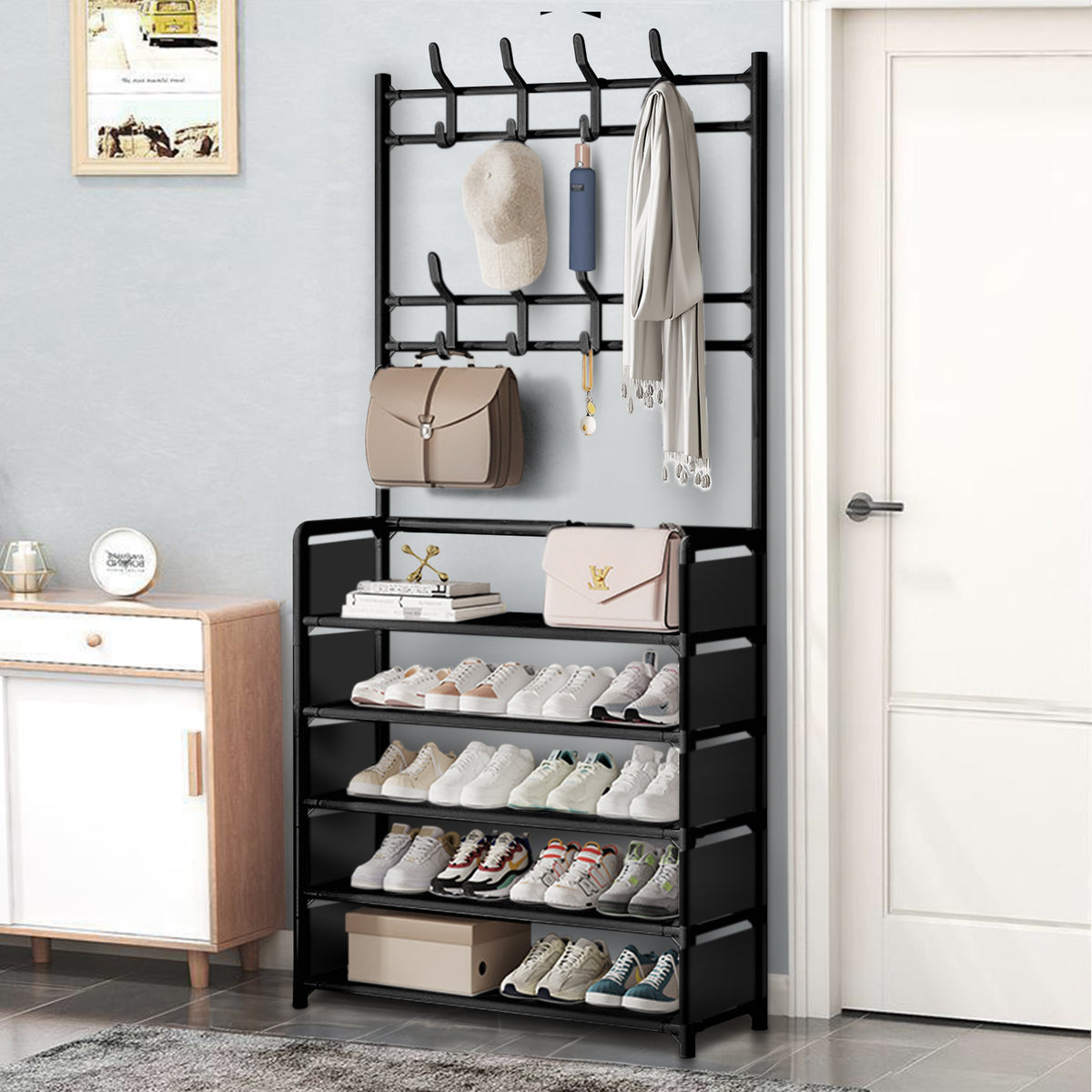 Brochao 5-Tier Dust-Proof Freestanding Shoe Rack, Black