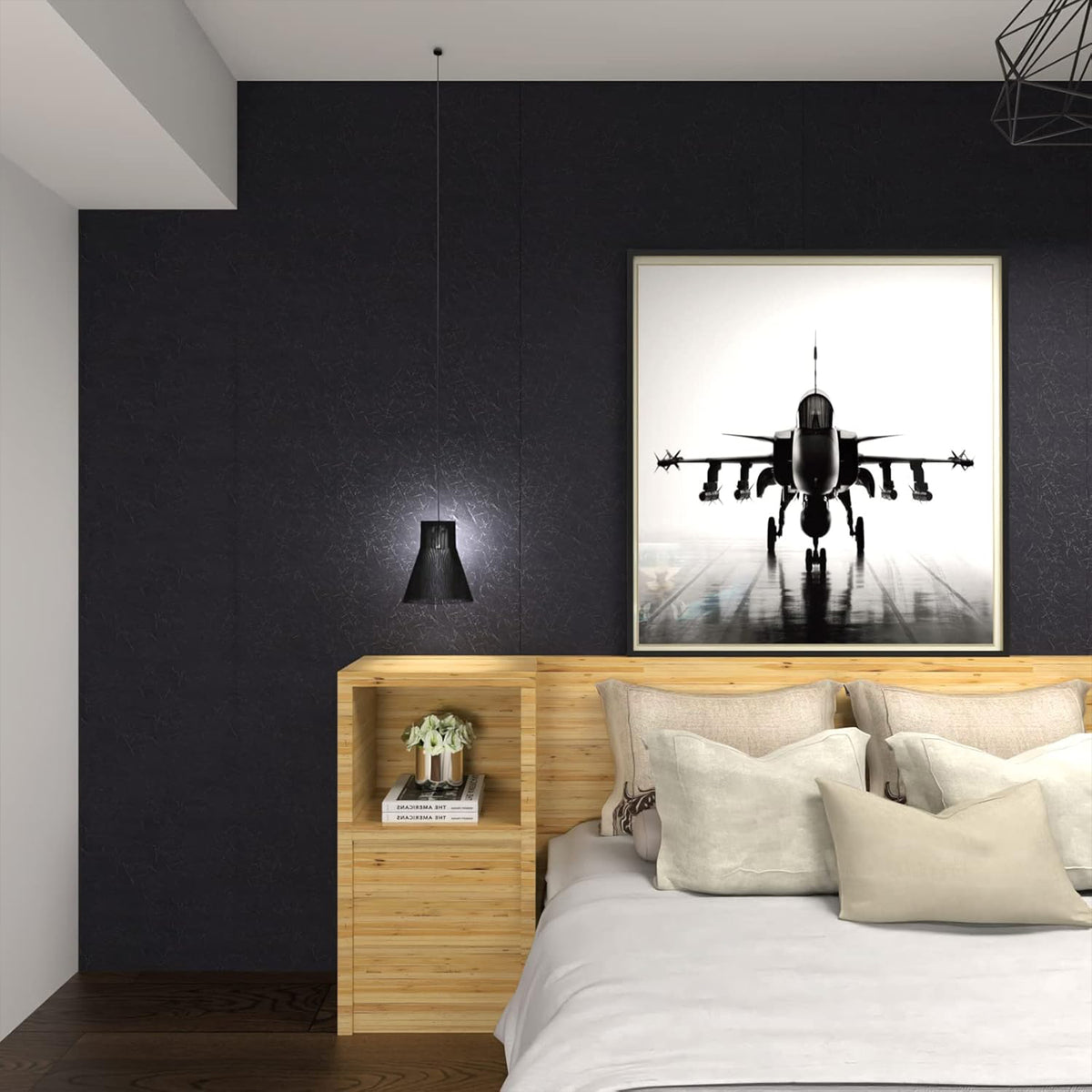 Brochao 17.7x118"Black Silk Peel and Stick Wallpaper Waterproof Embossed Self Adhesive Contact Paper Removable Cabinet Furniture Textured Wall Paper
