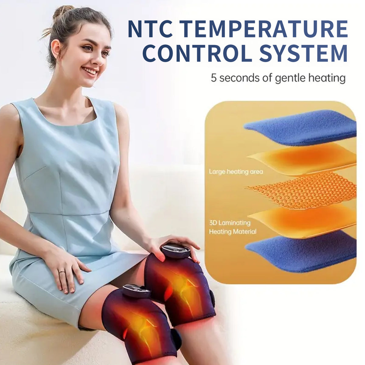 Heating Knee Massager, Brochao 3-in-1 Knee Shoulder Elbow Cordless Massager with Heat and Vibration