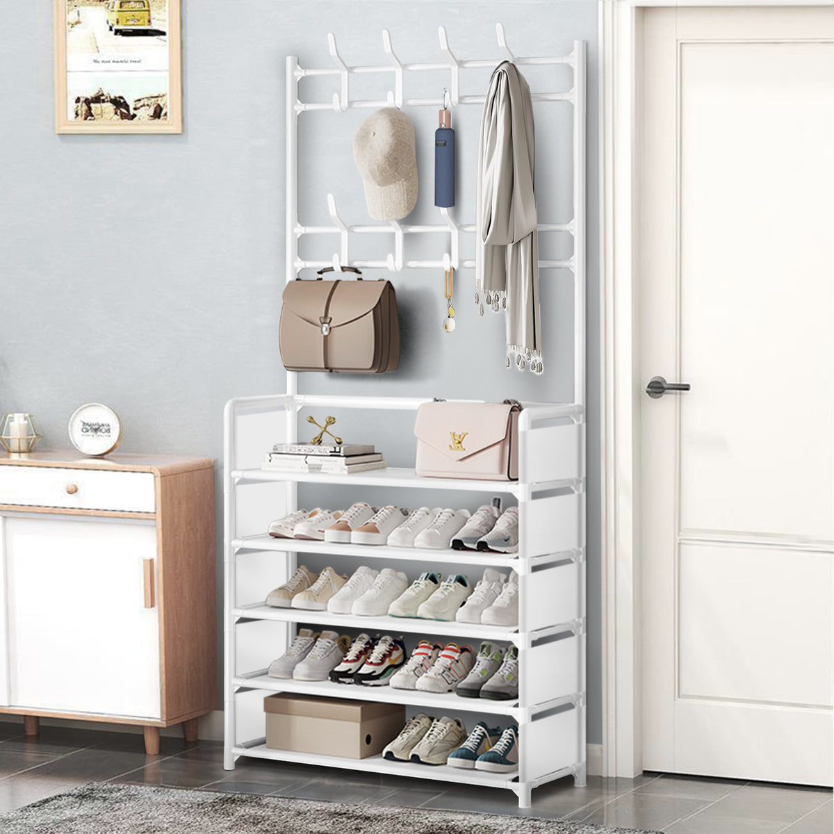 Brochao 5-Tier Dust-Proof Freestanding Shoe Rack, Black