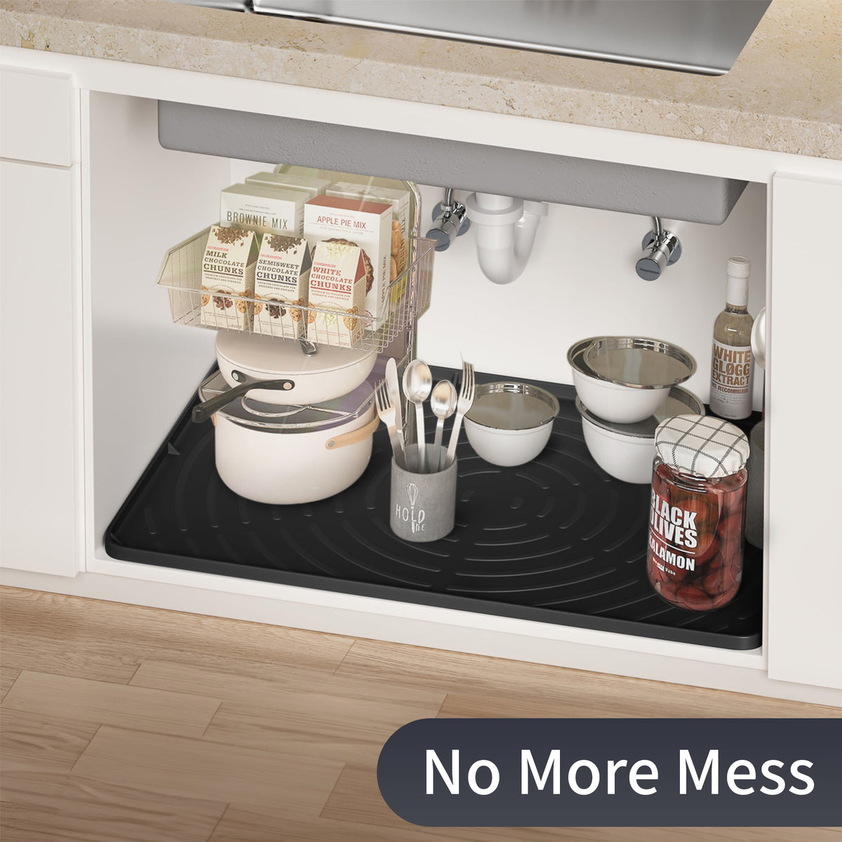 Under Sink Mat for Kitchen Waterproof, 34" x 22" Oil Resistant & Easy to Clean, Gray