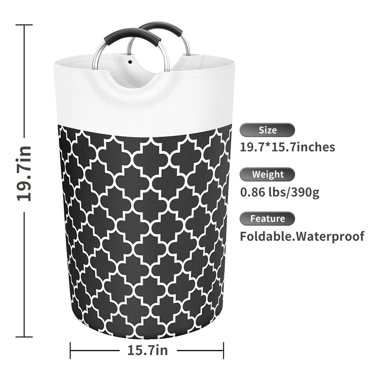 82L Collapsible Laundry Hamper,Oxford Fabric Waterproof Clothes Clover Storage Hamper