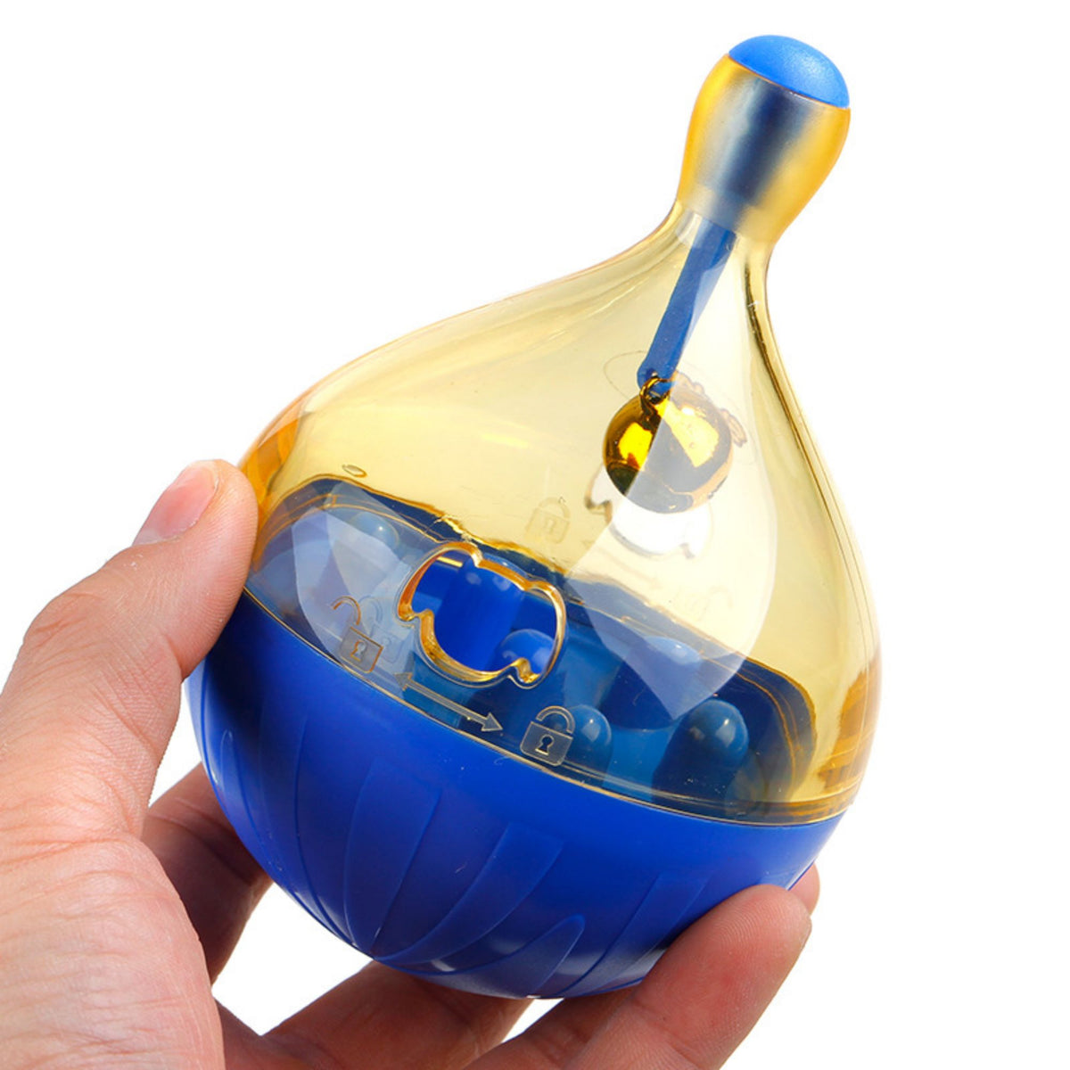 Pet Slow Feeder Treat Tumbler Ball , Built-in Small Bell Interactive Toy,IQ Training, Blue