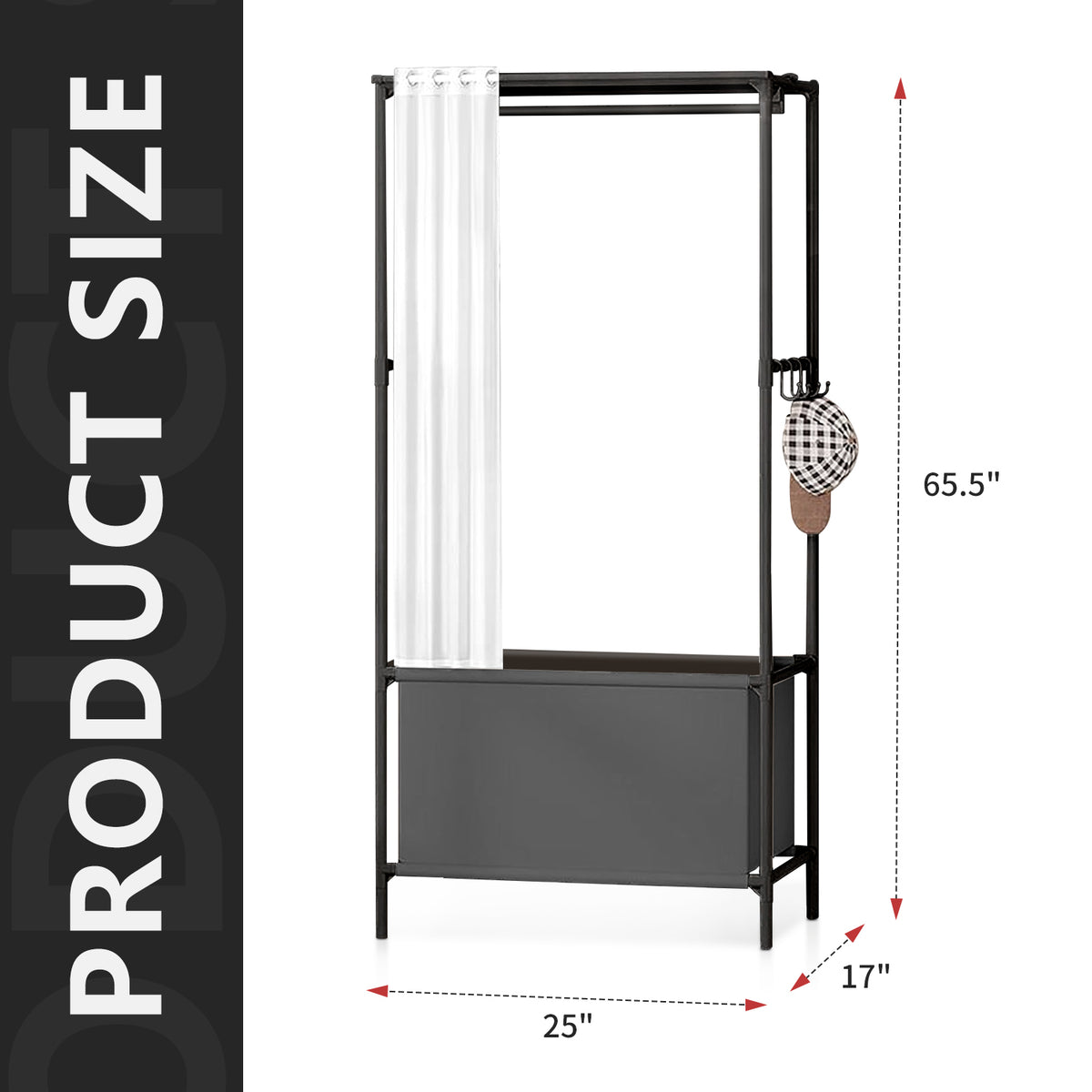 Portable Closet, Portable Wardrobe Storage Closet, Clothes Storage Cabinet with Curtain, for Bedroom, Clothes Room