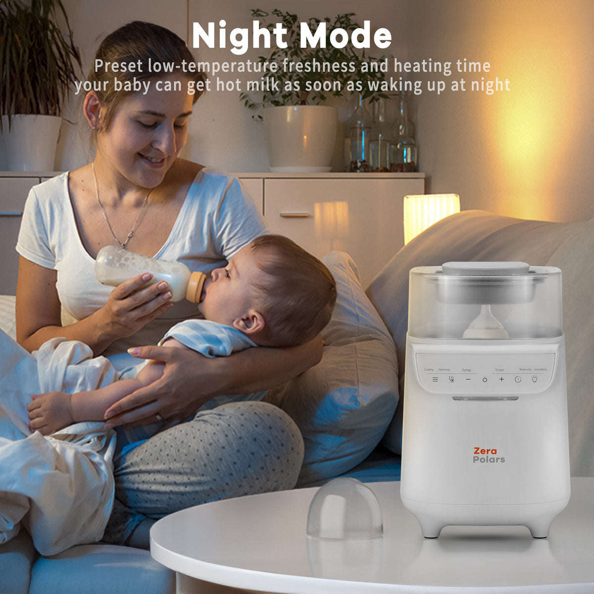 Baby Bottle Warmer, Zera Polars 6-in-1 Bottle Warmer for Breastmilk, Fast Baby Milk Warmer with Temperature Control, Refrigeration, Reserving and Timer, White