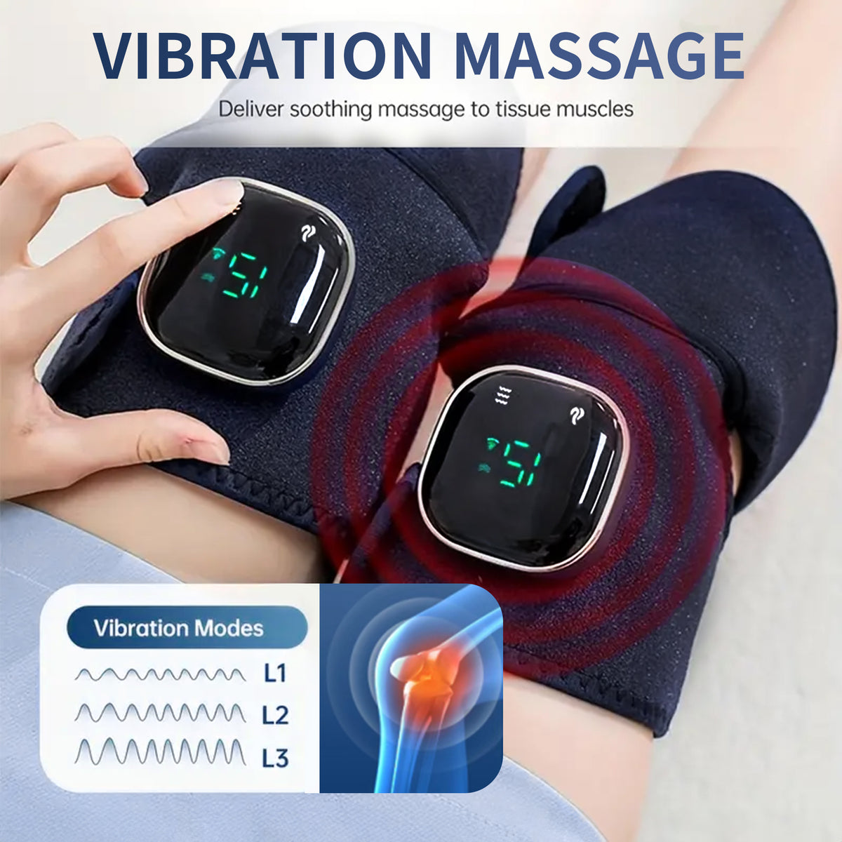 Heating Knee Massager, Brochao 3-in-1 Knee Shoulder Elbow Cordless Massager with Heat and Vibration