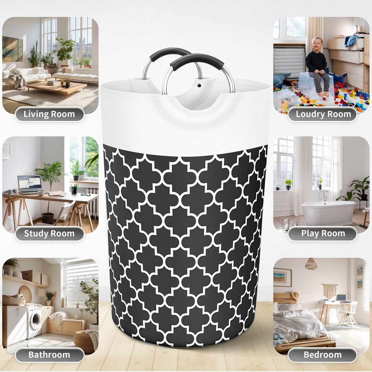 82L Collapsible Laundry Hamper,Oxford Fabric Waterproof Clothes Clover Storage Hamper