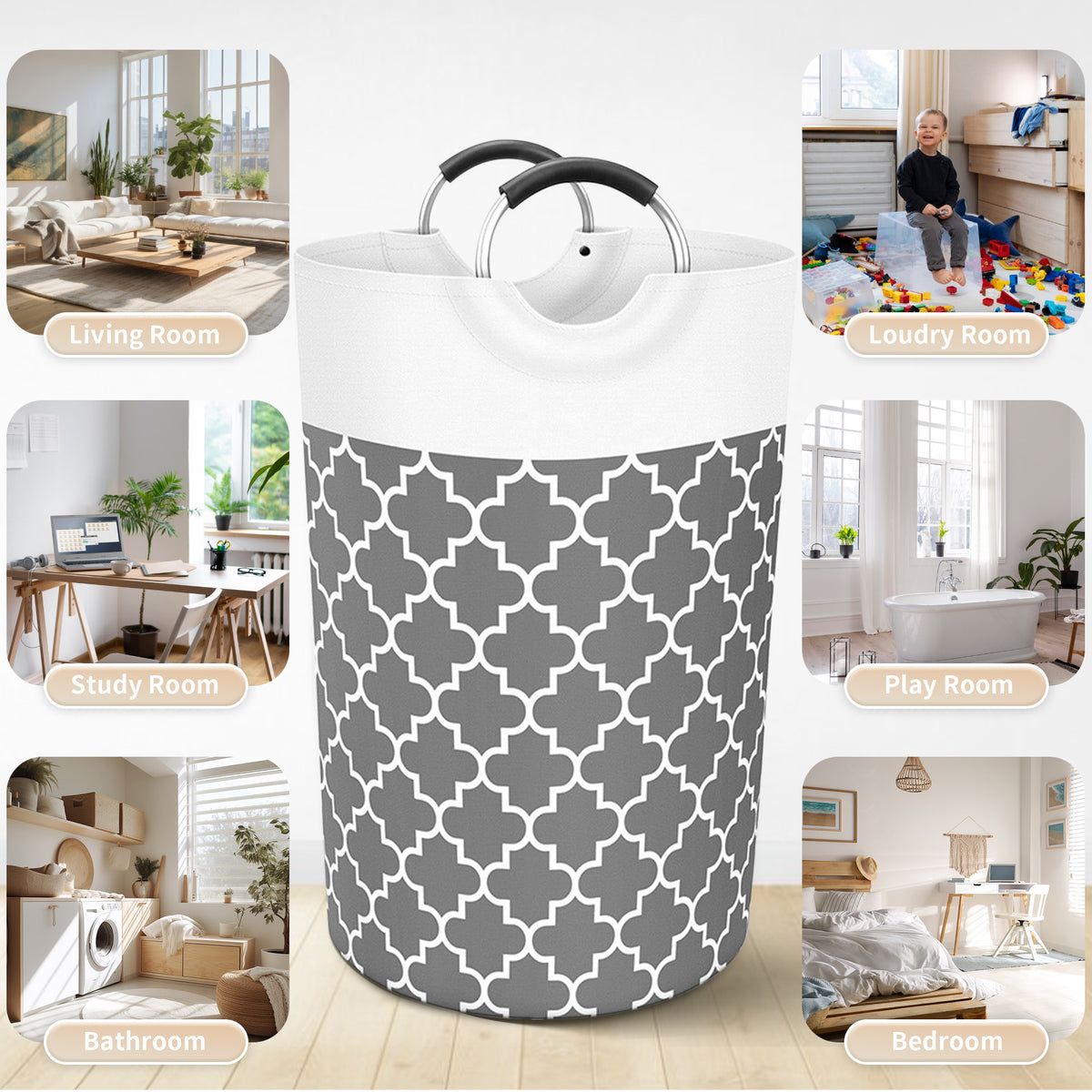 82L Collapsible Laundry Hamper,Oxford Fabric Waterproof Clothes Clover Storage Hamper
