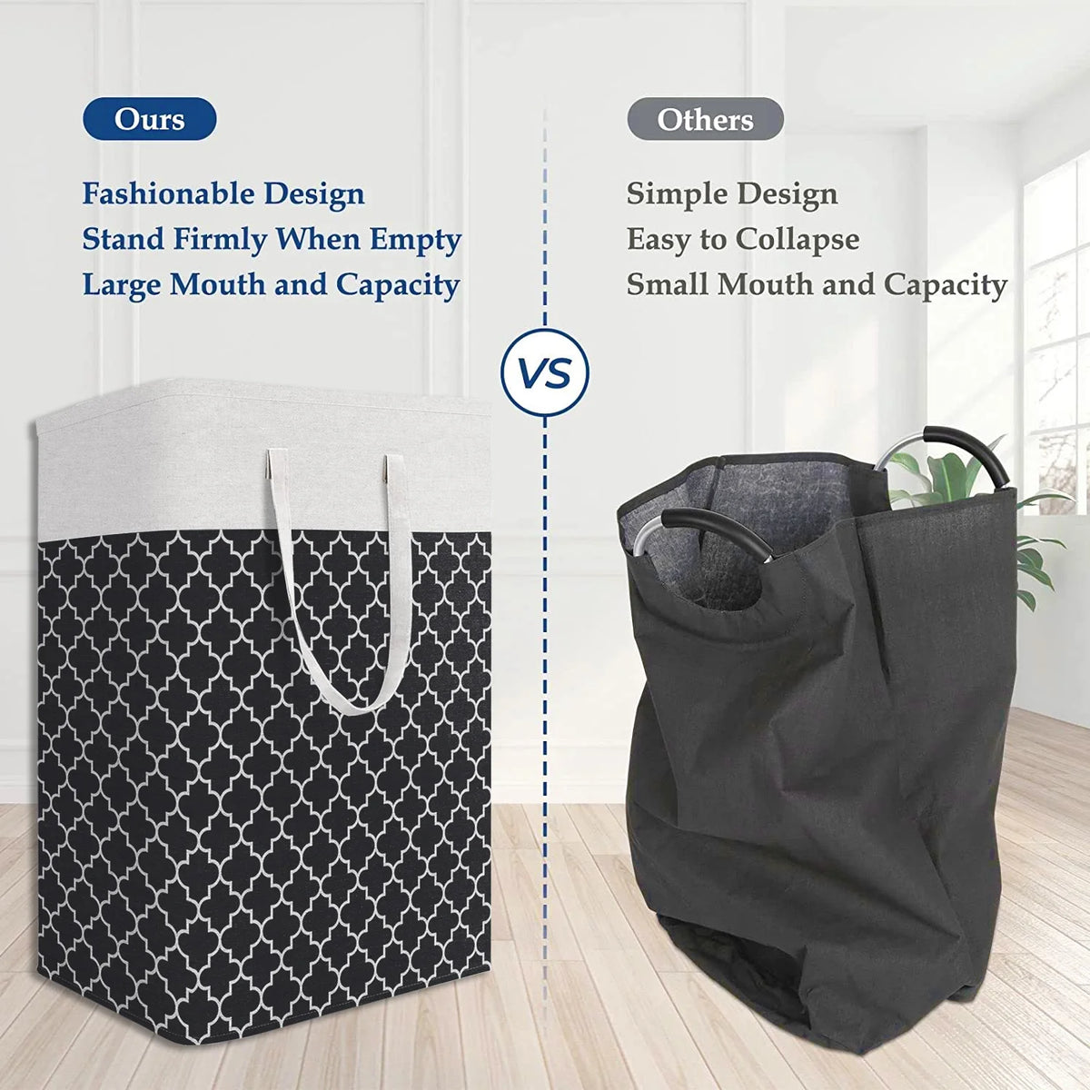 Collapsible Laundry Hamper 75 L, Waterproof Clothes Storage Hampers Oxford Cloth with Handles ,Clover