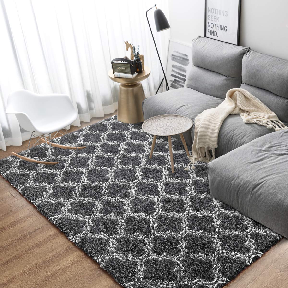 Area Rug, Brochao 5x8 Shag Area Rug for Living Room Bedroom , Fluffy Rug Plush Rug, Soft Home Floor Carpet