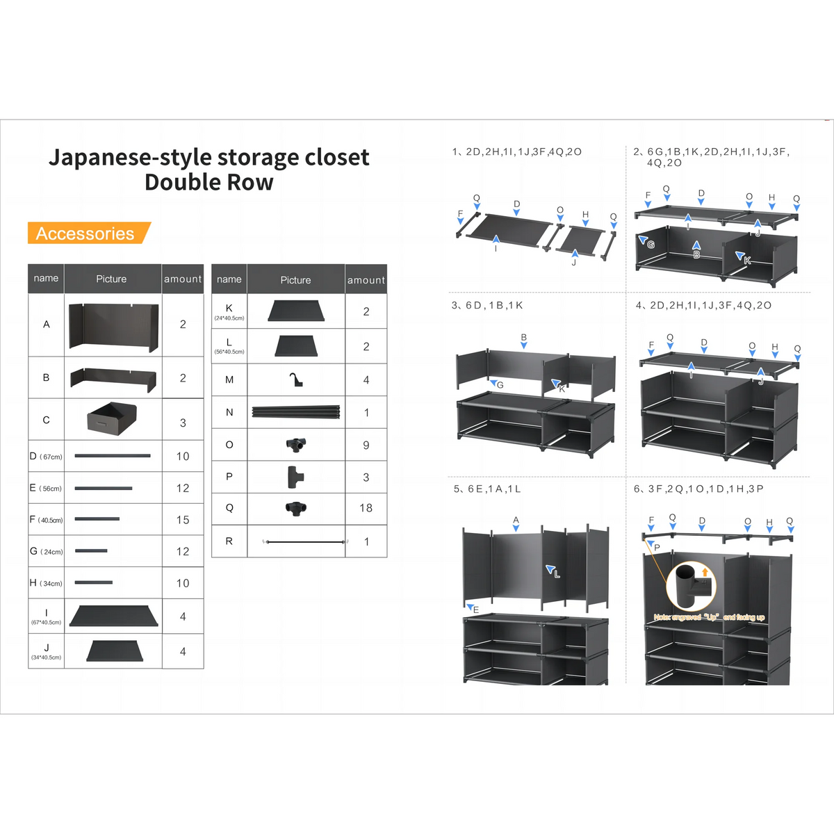 Portable Closet,Large Portable Wardrobe with 2 Hanging  & 4 Storage Shelves, Sturdy Clothes Storage Cabinet with Curtain for Living Room, Clothes Room