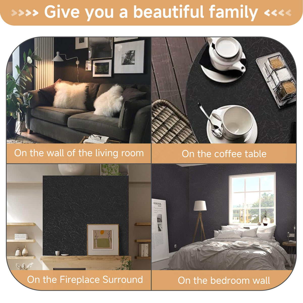 Brochao 17.7x118"Black Silk Peel and Stick Wallpaper Waterproof Embossed Self Adhesive Contact Paper Removable Cabinet Furniture Textured Wall Paper