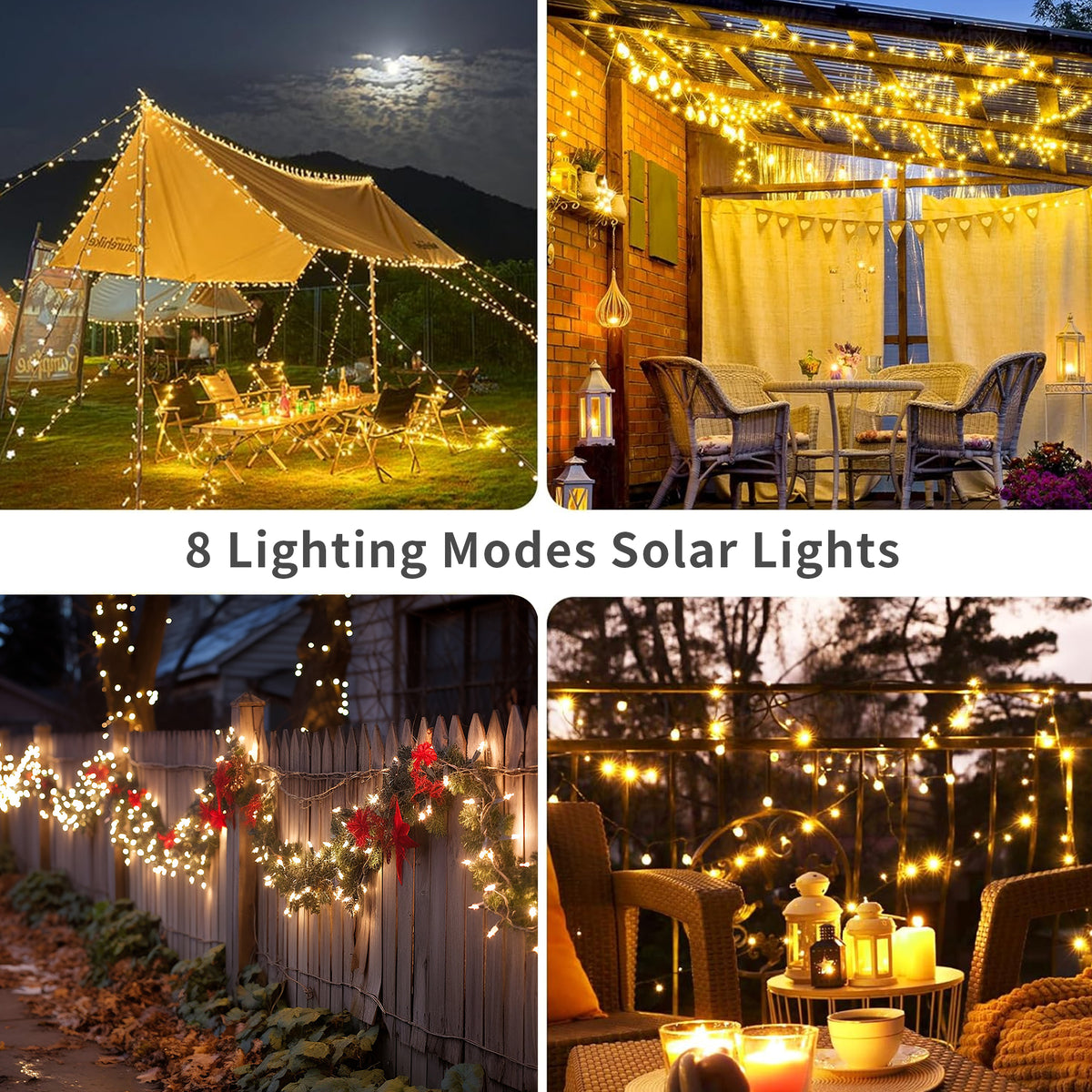 Brochao Solar String Lights Outdoor Waterproof Solar Power LED Patio Lights for Porch Garden Market Bistro, 50 Lights, 23 ft